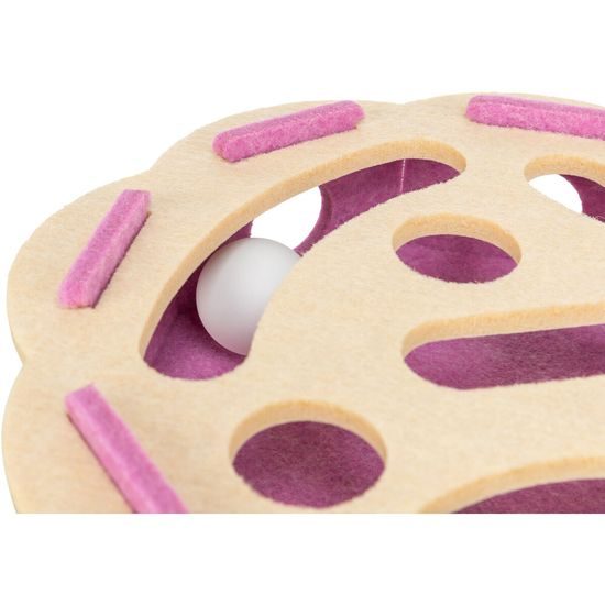 Interaktivní hra pro kočky Hole'n'Roll – květina, ø 30 × 7.5 cm, filc, růžová/béžová