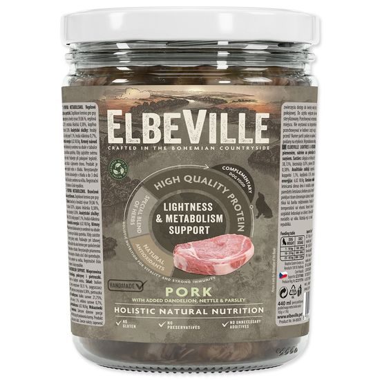Sklenice Elbeville Dog Lightness & Metabolism Support, vepřové s přidanou smetánkou, 440ml