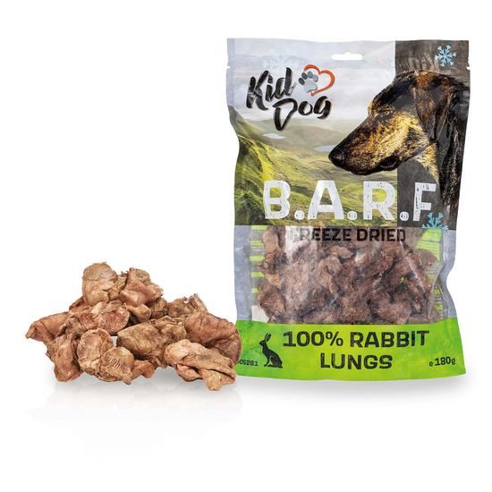 KIDDOG B.A.R.F. 100 % Rabbit Lungs freeze dried - králičí plíce sušené mrazem 180 g