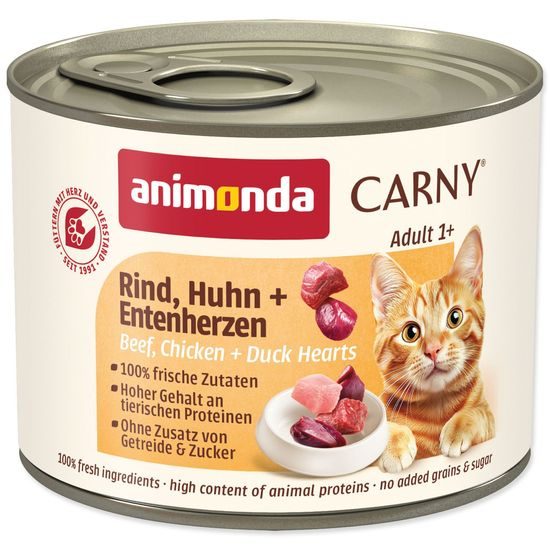 Konzerva ANIMONDA Carny Adult hovězí + kuřecí + kachní srdíčka