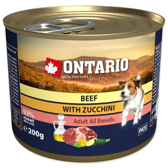 Konzerva ONTARIO Dog Mini Beef, Zucchini, Dandelion and Linseed Oil