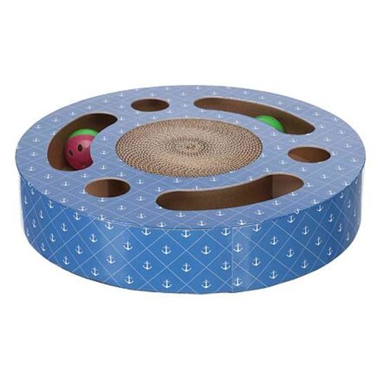 Škrabací bubínek s hračkami 33 cm modrý