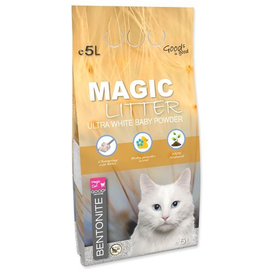 Kočkolit MAGIC LITTER Bentonite Ultra White Baby Powder