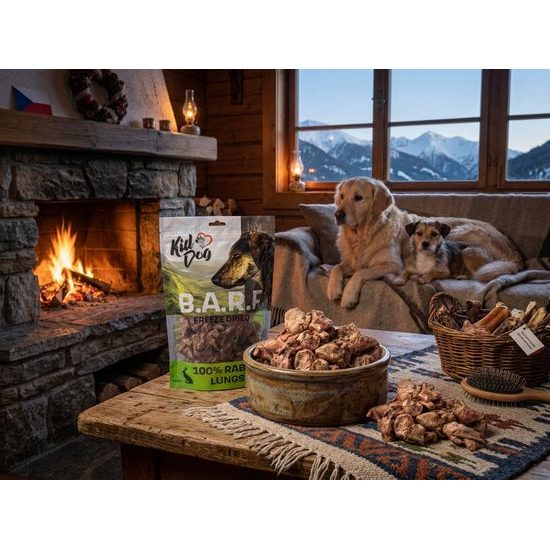 KIDDOG B.A.R.F. 100 % Rabbit Lungs freeze dried - králičí plíce sušené mrazem 180 g