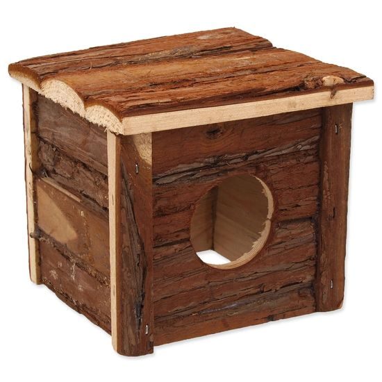 Domek SMALL ANIMALS dřevěný s kůrou 15,5 x 15,5 x 14 cm