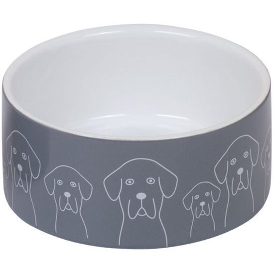 Nobby keramická miska DOGS šedo-bílá 15,0 x 6,0 cm / 0,55 l