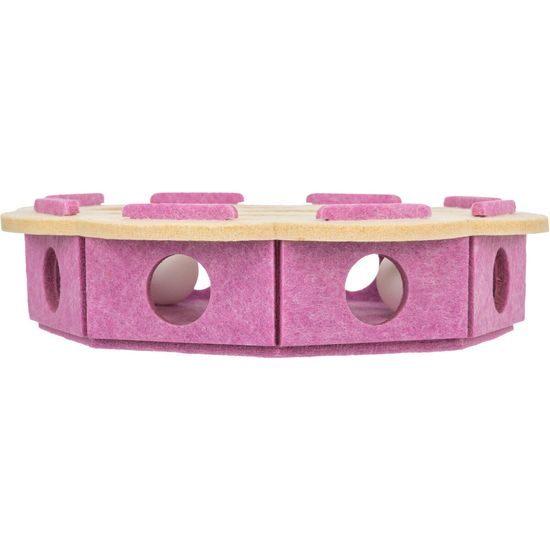 Interaktivní hra pro kočky Hole'n'Roll – květina, ø 30 × 7.5 cm, filc, růžová/béžová