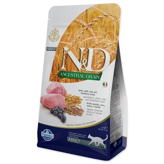 KRMIVO N&D ANCESTRAL GRAIN CAT LAMB, SPELT, OATS AND BLUEBERRY ADULT 1.5KG