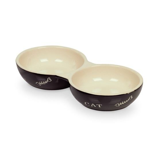 Nobby Cat keramická dvojmiska 22 cm černá