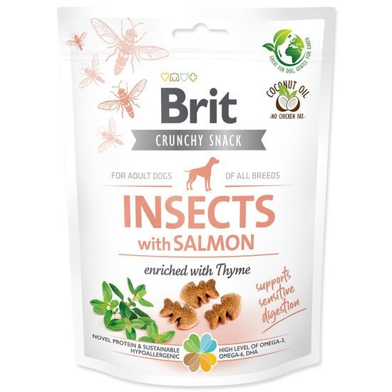 Brit Care Dog Crunchy Cracker. Insects with Salmon enriched with Thyme, 200 g