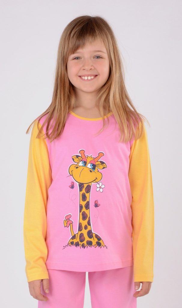 Dětské pyžamo dlouhé Malá žirafa - oranžová - Vienetta Kids - dívčí pyžama  - dětská pyžama, DĚTSKÉ OBLEČENÍ - Plavky-Pradlo.cz