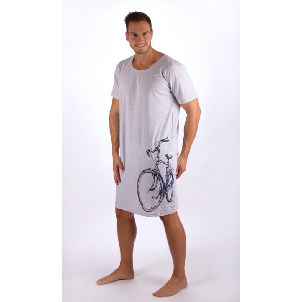 Plavky-Pradlo.cz - Pánská noční košile s krátkým rukávem Bicykl - šedá -  Cool Comics - pánské noční košile a overaly - Pánská pyžama, PÁNSKÉ PRÁDLO
