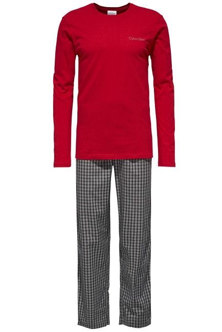 Plavky-Pradlo.cz - Pánské pyžamo CALVIN KLEIN NM1134E v dárkové krabici  červená/šedá - CALVIN KLEIN - dlouhá pyžama - Pánská pyžama, PÁNSKÉ PRÁDLO