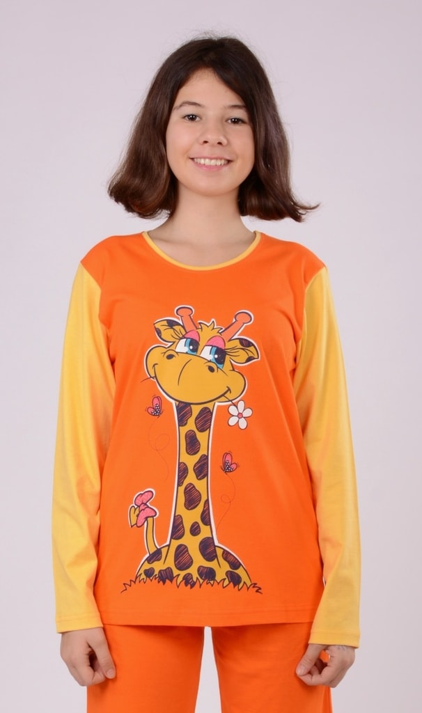 Plavky-Pradlo.cz - Dětské pyžamo dlouhé Žirafa - oranžová - Vienetta Kids -  dívčí pyžama - dětská pyžama, DĚTSKÉ OBLEČENÍ
