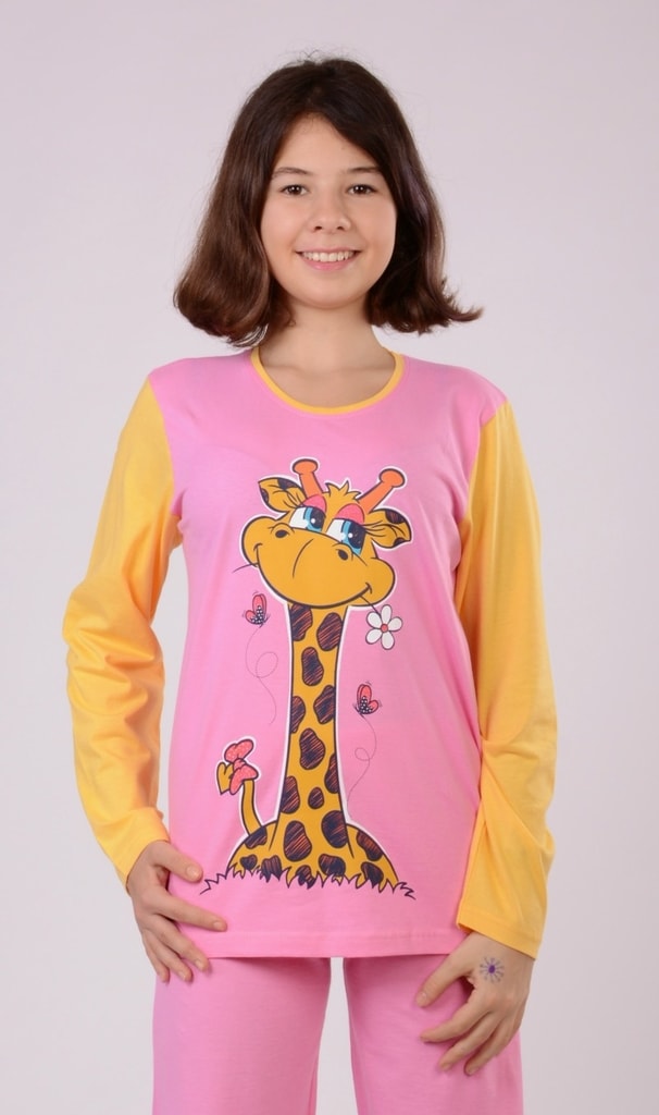 Plavky-Pradlo.cz - Dětské pyžamo dlouhé Žirafa - světle růžová - Vienetta  Kids - dívčí pyžama - dětská pyžama, DĚTSKÉ OBLEČENÍ