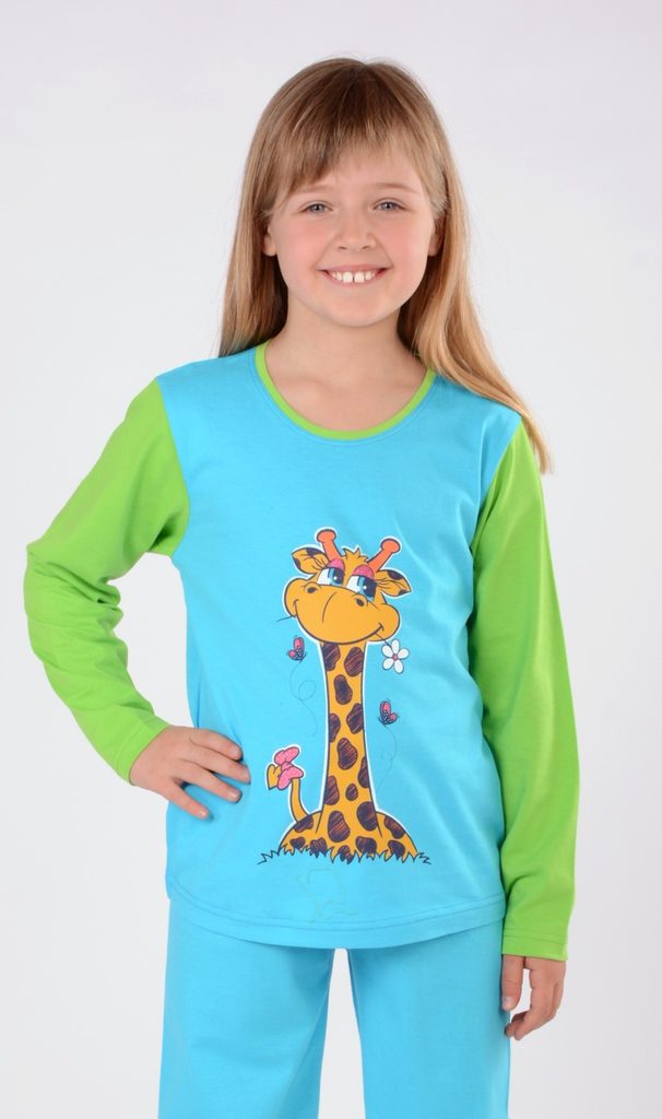 Plavky-Pradlo.cz - Dětské pyžamo dlouhé Malá žirafa - tyrkysová - Vienetta  Kids - dívčí pyžama - dětská pyžama, DĚTSKÉ OBLEČENÍ