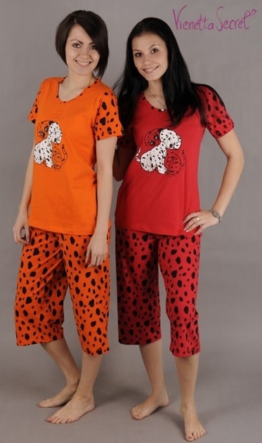 Plavky-Pradlo.cz - Dámské pyžamo kapri VIENETTA Pes Dalmatin - oranžová -  Vienetta - Krátká pyžama - Pyžama a noční košile, DÁMSKÉ PRÁDLO