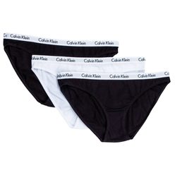 Dámské kalhotky CALVIN KLEIN QD3588E-WZB Carousel 3-pack bikini černá/bílá