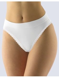GINA dámské kalhotky klasické s úzkým bokem, úzký bok, šité, s krajkou, jednobarevné Disco Basic 10238P - bílá