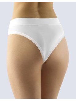 GINA dámské kalhotky bokové - brazilky, šité, s krajkou, jednobarevné Disco Basic 16142P - bílá