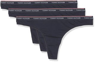 Dámské kalhotky tanga TOMMY HILFIGER Essentials 3pack tmavě modré