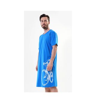 Pánská noční košile s krátkým rukávem Bicykl - modrá