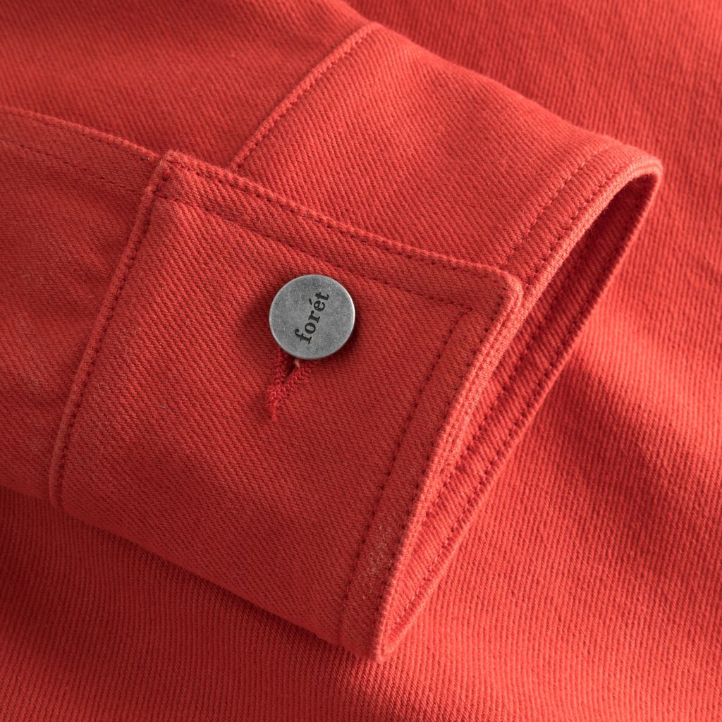 forét Angler Club Overshirt — Agari Red - Overshirt s potiskem na zádech -  forét - Overshirty - Bundy a kabáty, Oblečení - Gentleman Store
