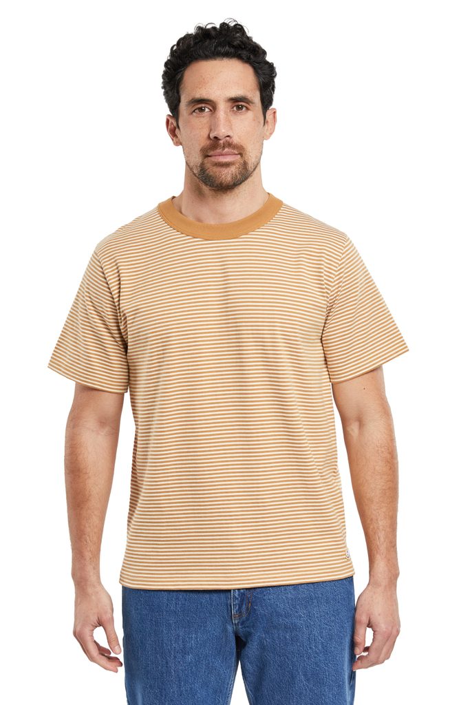 Zimní pruhované tričko s krátkým rukávem Armor Lux Héritage - Orange /  White - Armor Lux - Trička - Oblečení - Gentleman Store