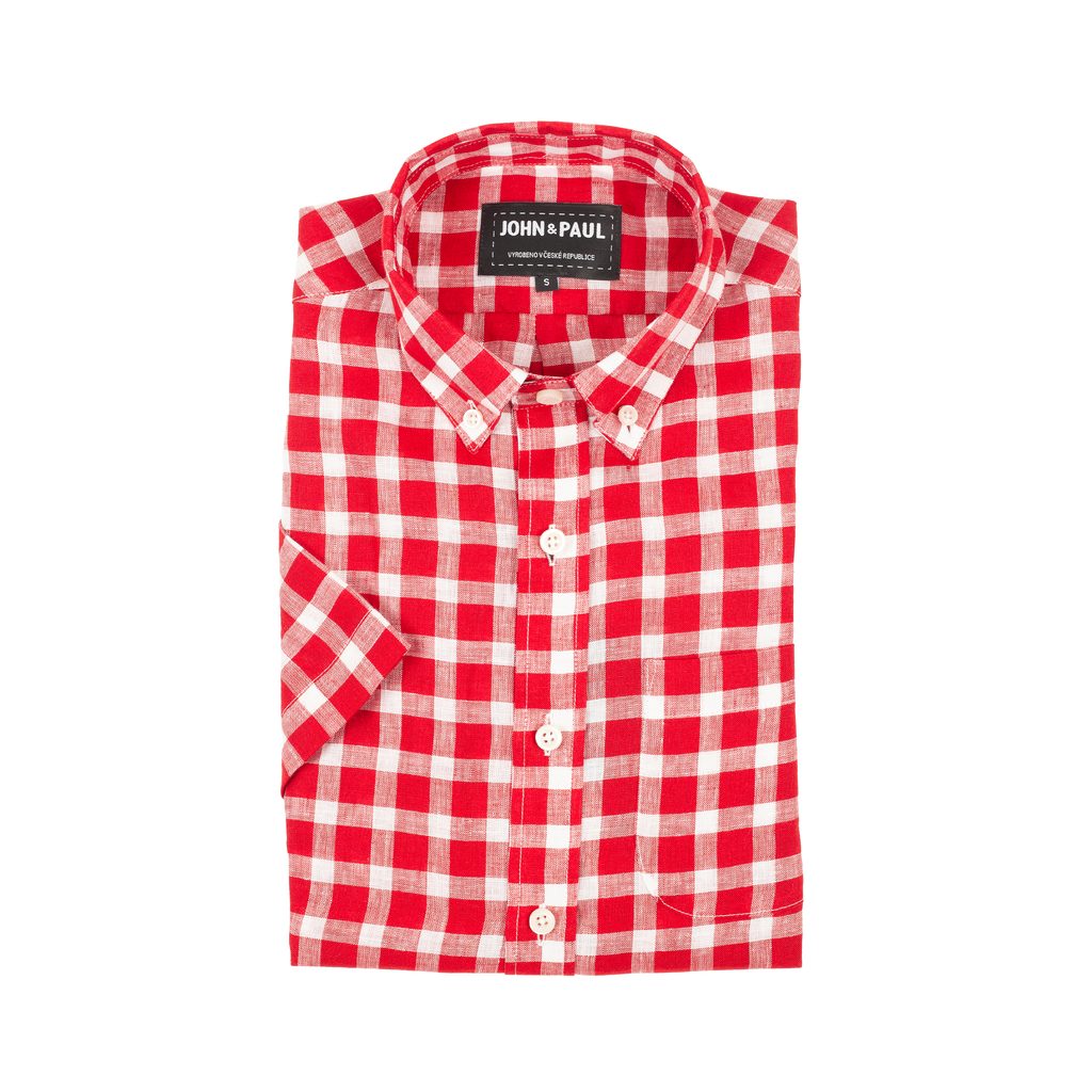 Král - Volnočasová lněná košile s krátkým rukávem - John & Paul -  Volnočasové - Košile, Oblečení - Gentleman Store