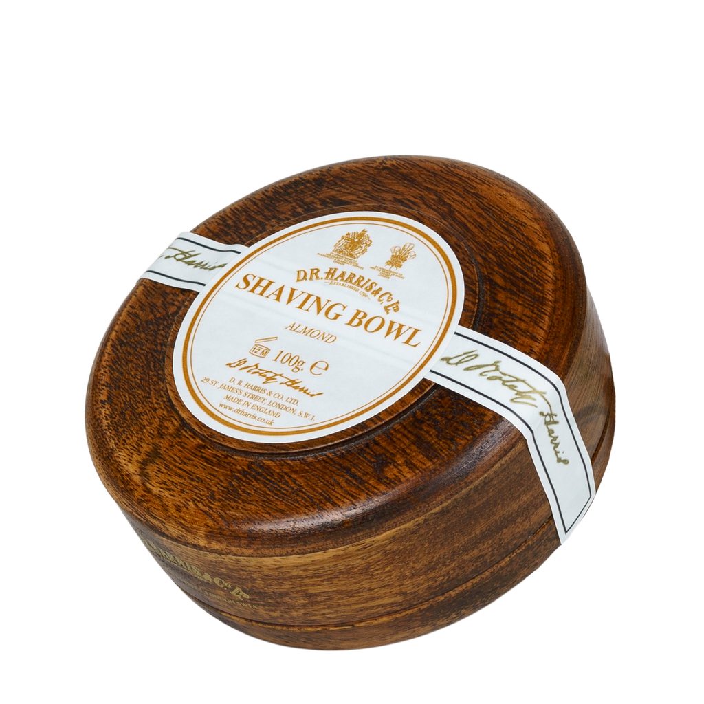 Tmavá dřevěná miska s mýdlem na holení D.R. Harris - Almond (100 g) - D.R.  Harris - Mýdla na holení - Na holení, Holení - Gentleman Store