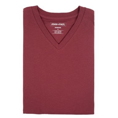 Pořádné tričko John & Paul - vínové (V-neck)