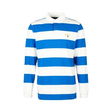 Bavlněné polo s dlouhým rukávem Barbour Hollywell Stripe Rugby Shirt - Whisper White