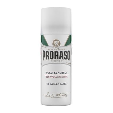 Cestovní pěna na holení Proraso White pro citlivou pokožku - zelený čaj (50 ml)