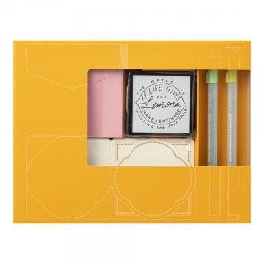 Sada samonamáčecích razítek Midori Paintable Stamp Kit Lemon: 70th Limited Edition