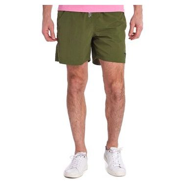 Jednobarevné lněné kraťasy Barbour Linen Mix Shorts - Military Green