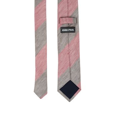 Béžová hedvábná kravata s květinovým vzorem John & Paul