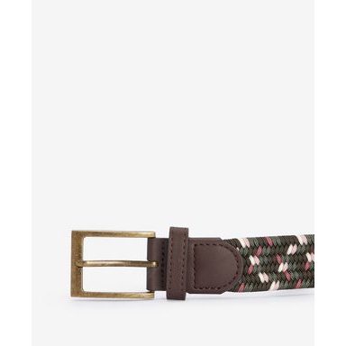 Barbour Albyn Leather Webbing Belt — Khaki Green
