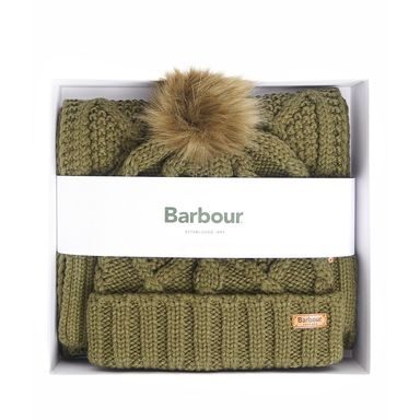 Barbour Ridley Beanie & Scarf Set — Olive