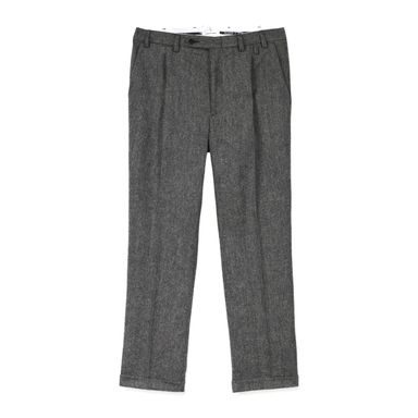 Vlněné kalhoty se vzorem rybí kosti Portuguese Flannel Wool Herringbone Trousers - Grey