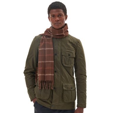 Barbour Tattersall Lambswool Scarf — Warm Ginger