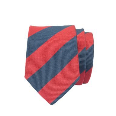 Červenomodrá hedvábná kravata s pruhy John & Paul