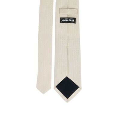 Krémově bílá hedvábná kravata s květovaným vzorem