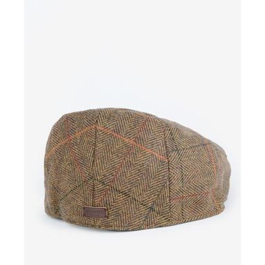 Barbour Wilkin Flat Cap — Olive/Orange/Red