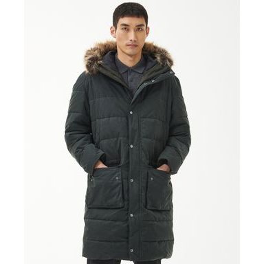 Barbour International Dowanside Wax Parka Jacket — Sage