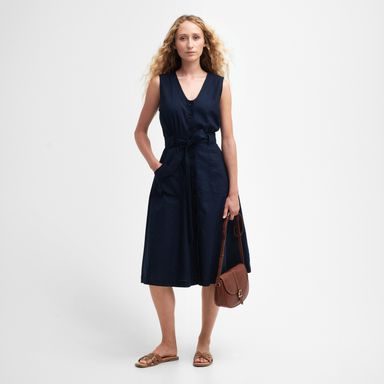 Barbour Rutherglen Sleeveless Midi Dress — Classic Navy