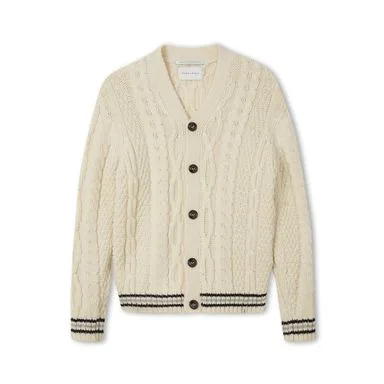 Cardigan Peregrine Oxford z merino vlny - Cream