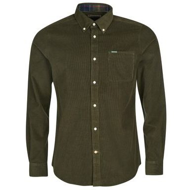 Manšestrová košile Barbour Ramsey - lesně zelená (button-down)