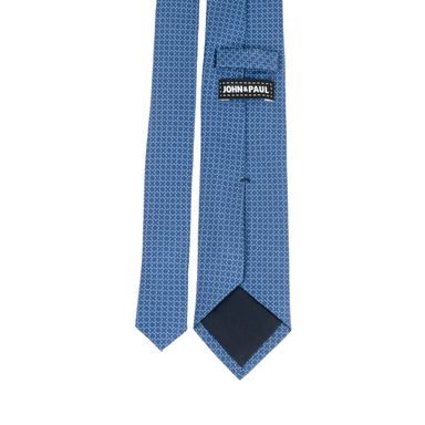 Modrá kravata se vzorem rybí kosti a paisley vzorem z hedvábí a bavlny