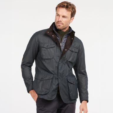 Barbour Ogston Waxed Cotton Jacket — Navy