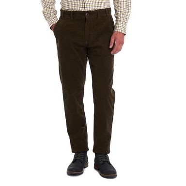 Barbour Neuston Stretch-Cord Trousers — Dark Olive